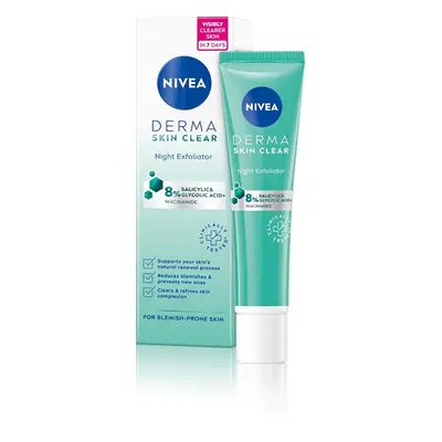 Noční exfoliační pleťový peeling Derma Skin Clear (Night Exfoliator) Nivea - 40 ml