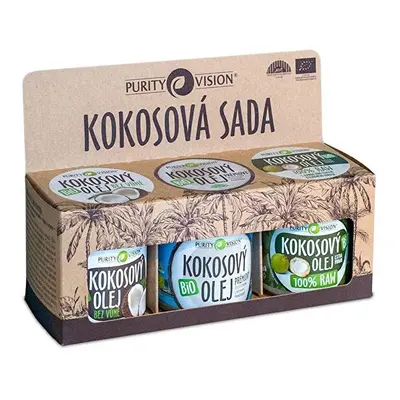 Kokosová sada (Raw kokosový olej, Panenský kokosový olej, Kokosový olej bez vůně) Purity Vision