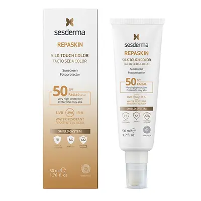 Tónovaný ochranný krém na obličej SPF 50 Repaskin Silk Touch Color Facial Sesderma - 50 ml