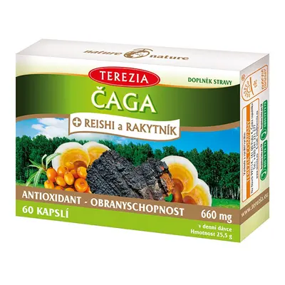 Čaga + reishi a rakytník Terezia Company - 60 kapslí