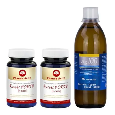 Reishi FORTE 1000 90 tablet 1+1 + Ag100 10ppm Pharma Activ - 500 ml