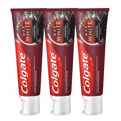 Bělicí zubní pasta s aktivním uhlím Max White Charcoal Trio Colgate - 3 x 75 ml