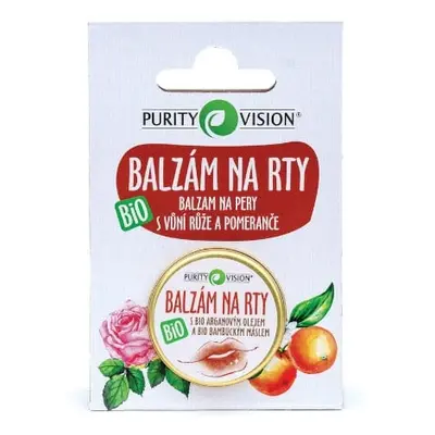 Pečující BIO balzám na rty s vůní růže a pomeranče Purity Vision - 12 ml