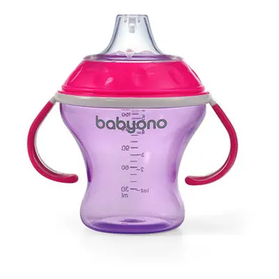 BabyOno netekoucí hrnek s měkkým pítkem 180ml - růžová