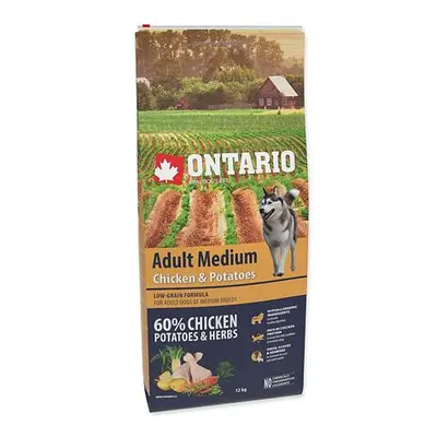 ONTARIO Dog Adult Medium Chicken & Potatoes & Herbs 12 kg