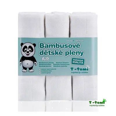 T-TOMI Bambusové pleny, sada 3 kusů, bílá