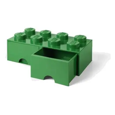 LEGO úložný box 8 s šuplíky - tmavě zelená