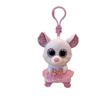 TY Beanie Boos NINA, Clip 8,5 cm - bílá myš baletka