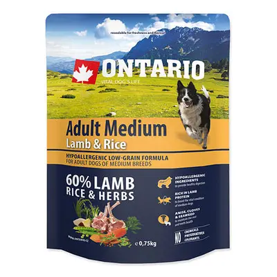 ONTARIO Dog Adult Medium Lamb & Rice 0,75 kg