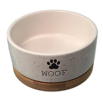 Miska DF keramická bílá WOOF s podtáckem 13x5,5cm, 400ml