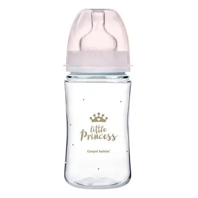 Canpol babies Lahev se širokým hrdlem ROYAL BABY 240ml růžová