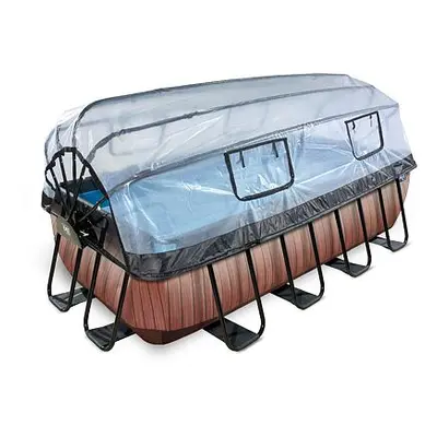 EXIT Frame Pool 4x2x1m (12v Sand filter) – Timber Style + Dome + Heat Pump