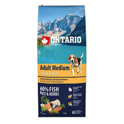 ONTARIO Dog Adult Medium Fish & Rice 12 kg