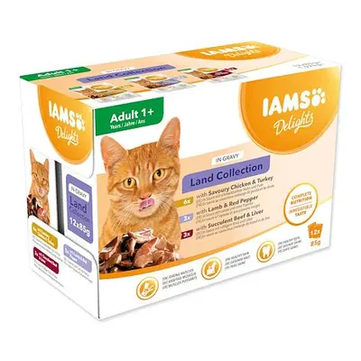 Kapsičky IAMS Delights suchozem. maso v omáčce multipack (12x85gr) 1020 g