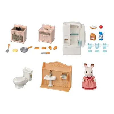 Sylvanian Families Nábytek - startovací set nábytků a "chocolate" králík mamka