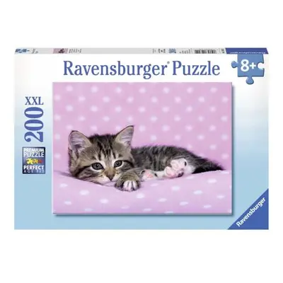 Ravensburger Roztomilé koťátko na růžové dece Puzzle 200 dílků