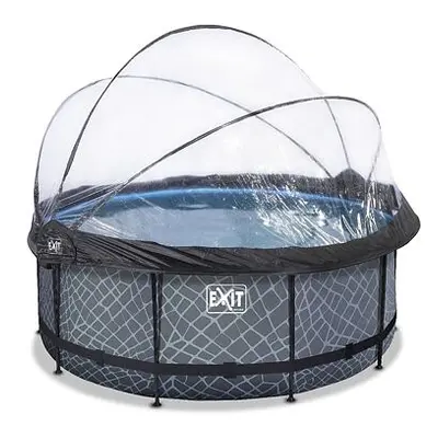 EXIT Frame Pool o360x122cm (12v Sand filter) – Stone Grey + Dome