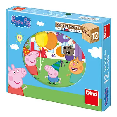 Dino dřevěné kostky Peppa Pig 12 kostek