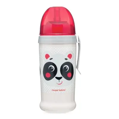 CANPOL BABIES Láhev sportovní s nevylévací slámkou HELLO LITTLE 350 ml béžová