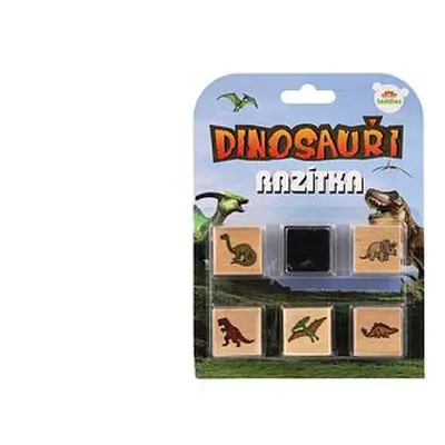 Teddies Razítka dřevěná 5+1 s poduškou dinosauři 3x3cm na kartě