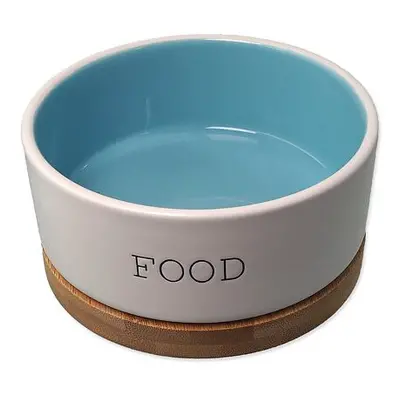 Miska DF keramická bílá/modrá FOOD s podtáckem 13x5,5cm, 400ml