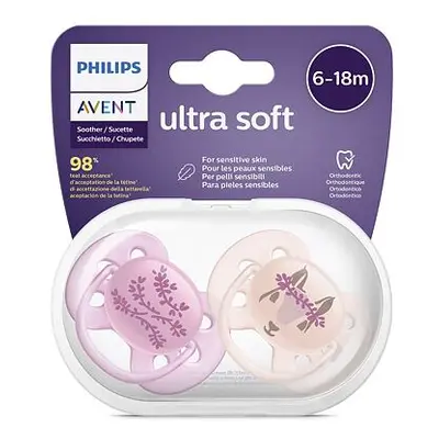 AVENT Šidítko Ultrasoft Obrázek 6-18 m dívka, 2 ks