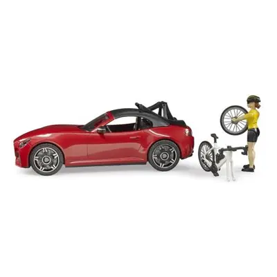 Bruder Sportovní auto červené + figurka cyklista