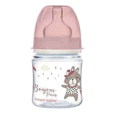 Canpol babies Lahev se širokým hrdlem BONJOUR PARIS 120ml růžová