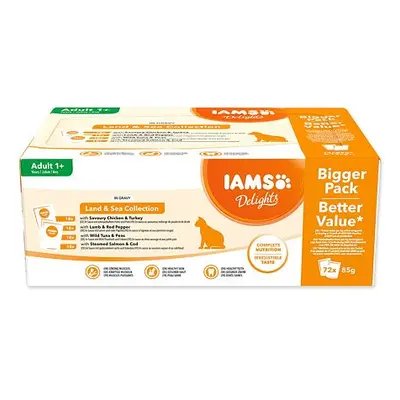 Kapsičky IAMS Delights mořské a suchozem. maso v omáčce multipack (72x85g) 6120 g