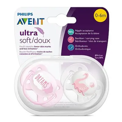 AVENT Šidítko Ultrasoft Text 0-6 m dívka, 2 ks