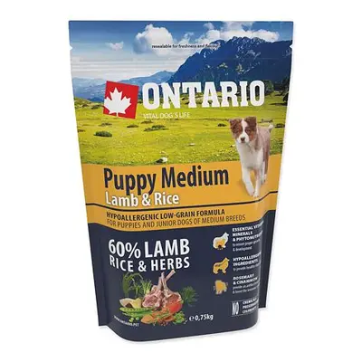 ONTARIO Puppy Medium Lamb & Rice 0,75 kg