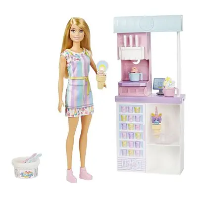 Mattel Barbie HERNÍ SET PRODAVAČKA ZMRZLINY BLONDÝNKA