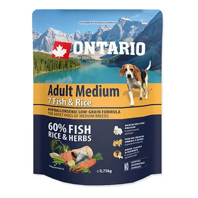 ONTARIO Dog Adult Medium Fish & Rice 0,75 kg