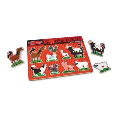 Melissa&Doug Dřevěné puzzle se zvuky, zvířata na farmě