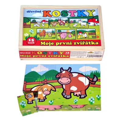 Teddies kostky dřevěné - Moje první zvířátka