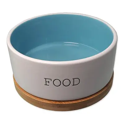 Miska DF keramická bílá/modrá FOOD s podtáckem 16x6,5cm, 850ml