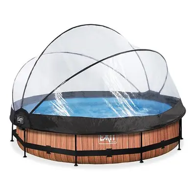 EXIT Frame Pool o360x76cm (12v Cartridge filter) – Timber Style + Dome