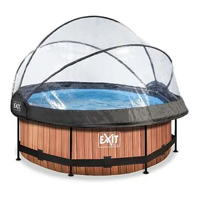 EXIT Frame Pool o244x76cm (12v Cartridge filter) – Timber Style + Dome