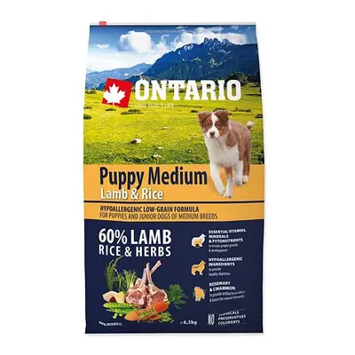 ONTARIO Puppy Medium Lamb & Rice 6,5 kg