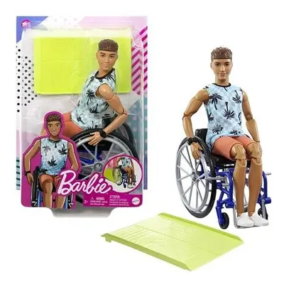 Mattel Barbie MODEL KEN NA INVALIDNÍM VOZÍKU V MODRÉM KOSTKOVANÉM TÍLKU