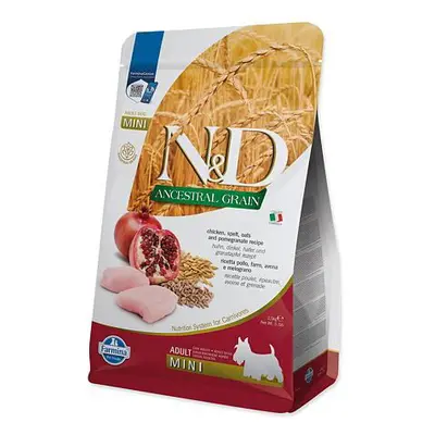 KRMIVO N&D ANCESTRAL GRAIN DOG CHICKEN, SPELT, OATS AND POMEGRANATE ADULT MINI 2.5KG