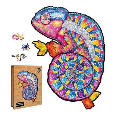 Puzzler DŘEVĚNÉ BAREVNÉ PUZZLE - Hypnotický chameleon