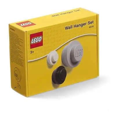 LEGO věšák na zeď, 3 ks - bílá, černá, šedá