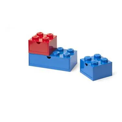 LEGO stolní boxy se zásuvkou Multi-Pack 3 ks - červená, modrá