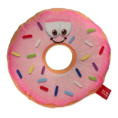 Hračka DOG FANTASY donut s obličejem růžový 12 cm 1 ks