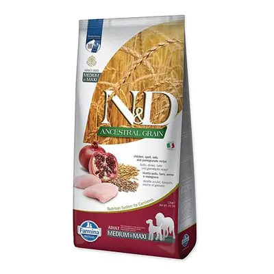 KRMIVO N&D ANCESTRAL GRAIN DOG CHICKEN, SPELT, OATS AND POMEGRANATE ADULT MEDIUM & MAXI 12KG