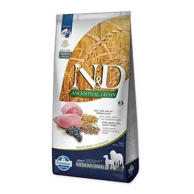 KRMIVO N&D ANCESTRAL GRAIN DOG LAMB, SPELT, OATS AND BLUEBERRY ADULT MEDIUM & MAXI 12KG