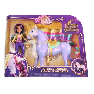 Spin Master Unicorn Academy Světelný jednorožec Wildstar s panenkou Sophia 24cm