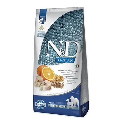 KRMIVO N&D OCEAN DOG CODFISH, SPELT,OATS & ORANGE ADULT MEDIUM & MAXI 12KG