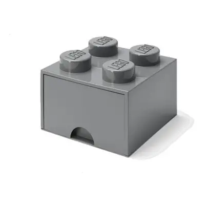 LEGO úložný box 4 s šuplíkem - tmavě šedá